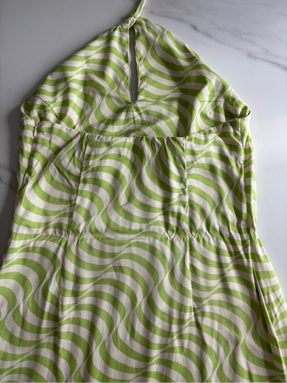 Zara Halter Mini Dress in Lime Wave Sz M - Picture 5 of 11